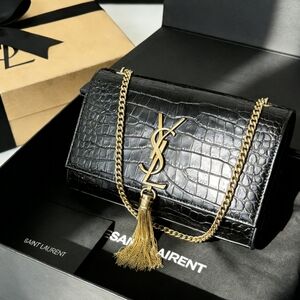 <AUTHENTIC>Saint Laurent Kate Tassel Wallet Black